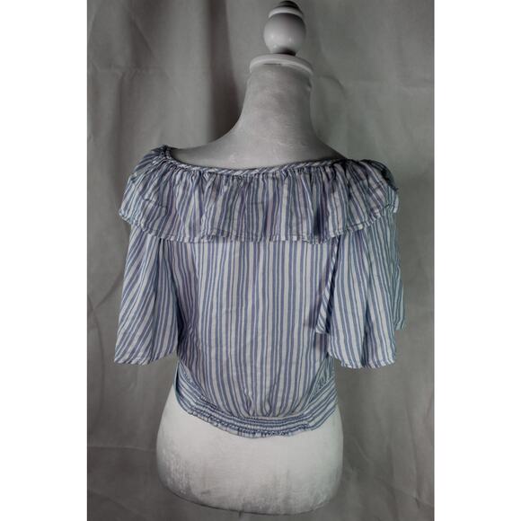 Free People Rosemary Top Cropped Tie Front Ruffle Blouse Small - Picture 5 of 12